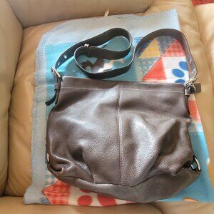 Large Brown Pebble Leather Coach Bag